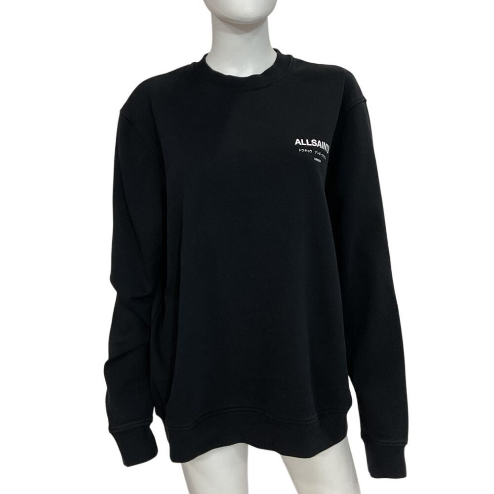 Allsaints Logo Jet Black Underground Sweatshirt Size M - Picture 2 of 5